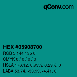 Código de color: HEX #05908700 | qconv.com