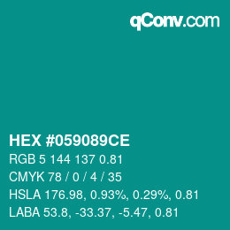 颜色代码: HEX #059089CE | qconv.com