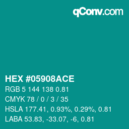 Farbcode: HEX #05908ACE | qconv.com