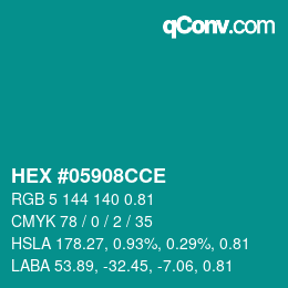 Farbcode: HEX #05908CCE | qconv.com