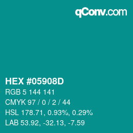 Farbcode: HEX #05908D | qconv.com