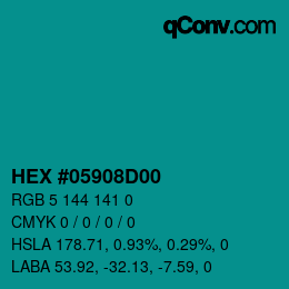 Farbcode: HEX #05908D00 | qconv.com