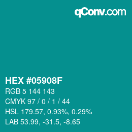 Code couleur: HEX #05908F | qconv.com