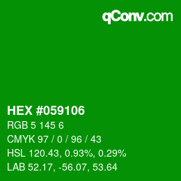 Farbcode: HEX #059106 | qconv.com