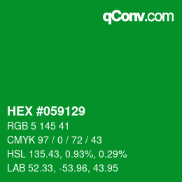 Code couleur: HEX #059129 | qconv.com
