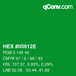 Farbcode: HEX #05912E | qconv.com