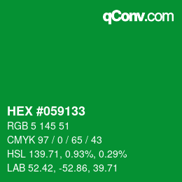 カラーコード: HEX #059133 | qconv.com