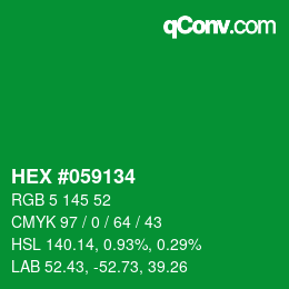 颜色代码: HEX #059134 | qconv.com