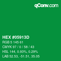 Code couleur: HEX #05913D | qconv.com