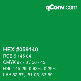 カラーコード: HEX #059140 | qconv.com