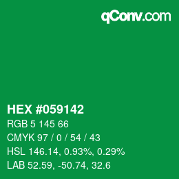 カラーコード: HEX #059142 | qconv.com