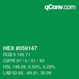 Farbcode: HEX #059147 | qconv.com
