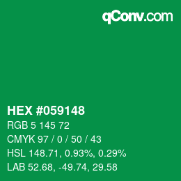 颜色代码: HEX #059148 | qconv.com