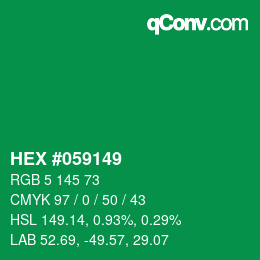 Code couleur: HEX #059149 | qconv.com