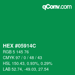 颜色代码: HEX #05914C | qconv.com