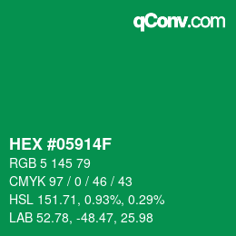 颜色代码: HEX #05914F | qconv.com