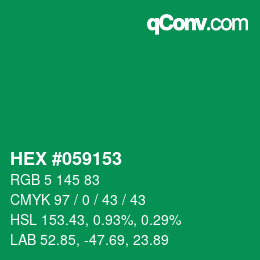 Farbcode: HEX #059153 | qconv.com