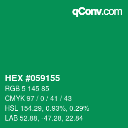カラーコード: HEX #059155 | qconv.com