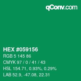 Code couleur: HEX #059156 | qconv.com