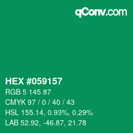 Farbcode: HEX #059157 | qconv.com