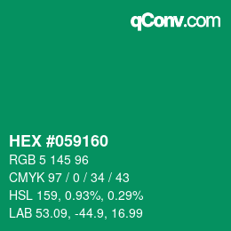 Code couleur: HEX #059160 | qconv.com