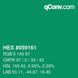 Code couleur: HEX #059161 | qconv.com