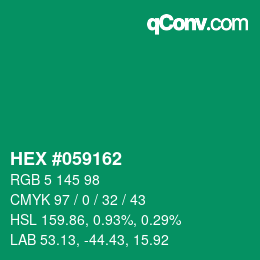 Farbcode: HEX #059162 | qconv.com