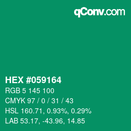 Farbcode: HEX #059164 | qconv.com