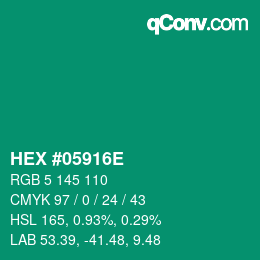 Color code: HEX #05916E | qconv.com