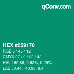 颜色代码: HEX #059170 | qconv.com