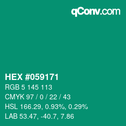 颜色代码: HEX #059171 | qconv.com