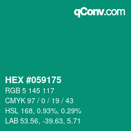 カラーコード: HEX #059175 | qconv.com