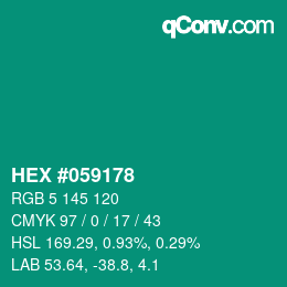 Código de color: HEX #059178 | qconv.com