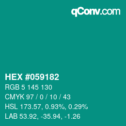Code couleur: HEX #059182 | qconv.com