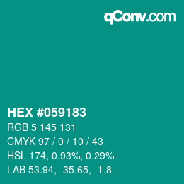 Code couleur: HEX #059183 | qconv.com