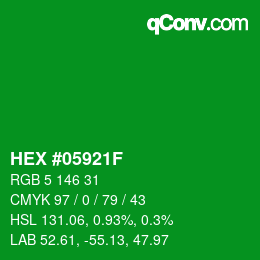 Farbcode: HEX #05921F | qconv.com