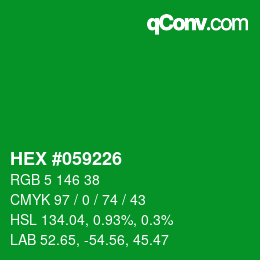Code couleur: HEX #059226 | qconv.com