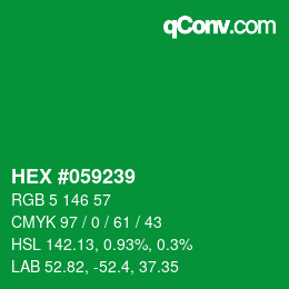 Code couleur: HEX #059239 | qconv.com