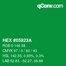 カラーコード: HEX #05923A | qconv.com