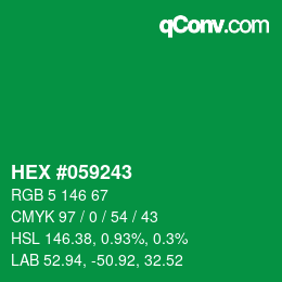 Farbcode: HEX #059243 | qconv.com
