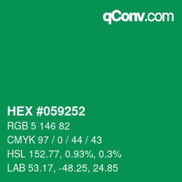 カラーコード: HEX #059252 | qconv.com