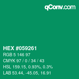 カラーコード: HEX #059261 | qconv.com