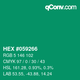 Code couleur: HEX #059266 | qconv.com