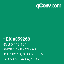 颜色代码: HEX #059268 | qconv.com
