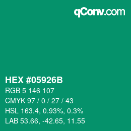 颜色代码: HEX #05926B | qconv.com