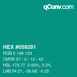 Code couleur: HEX #059281 | qconv.com