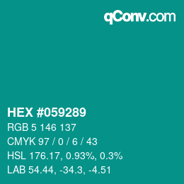 Código de color: HEX #059289 | qconv.com