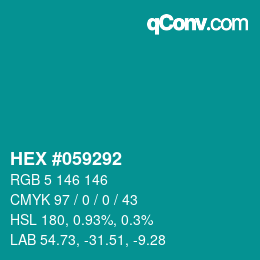Farbcode: HEX #059292 | qconv.com