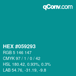 Farbcode: HEX #059293 | qconv.com