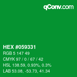 Farbcode: HEX #059331 | qconv.com